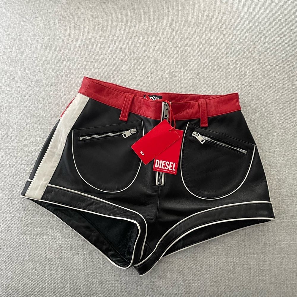 DIESEL leather bike racer hot short shorts - Picture 9 of 15